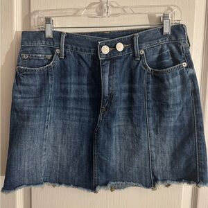 True Religion Blue Denim Mini Skirt with Raw Hem